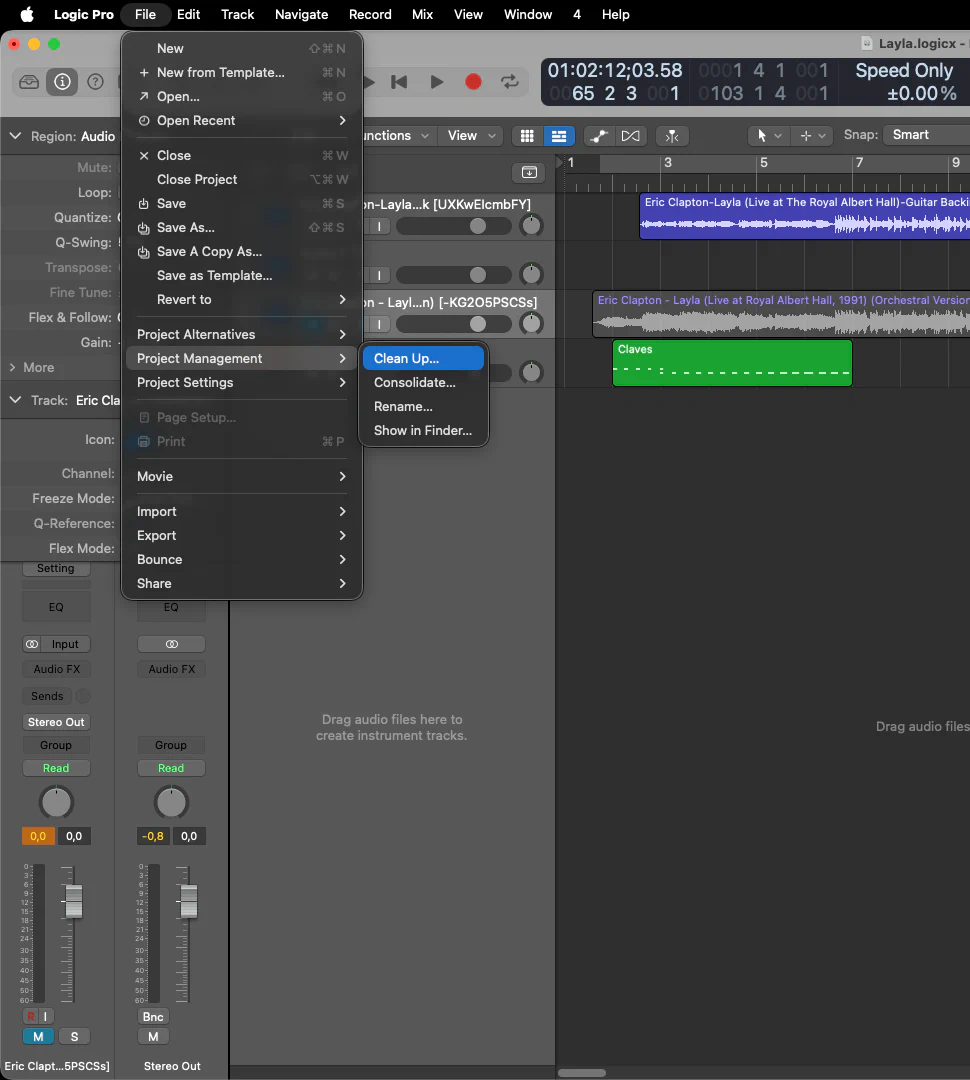 打开 Logic Pro 的 File Management